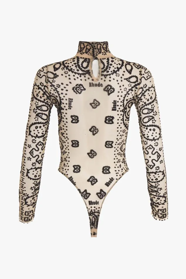 Women Rhude Tops BANDANA BODYSUIT Black