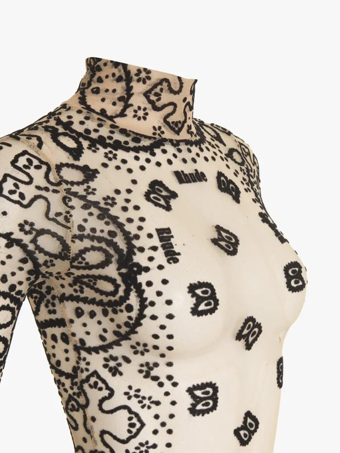 Women Rhude Tops BANDANA BODYSUIT Black