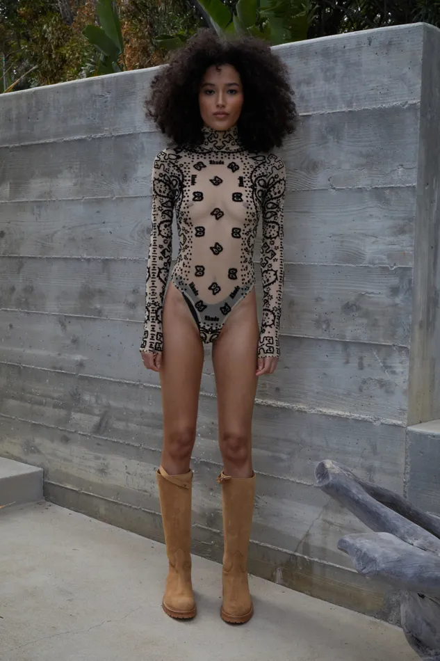 Women Rhude Tops BANDANA BODYSUIT Black
