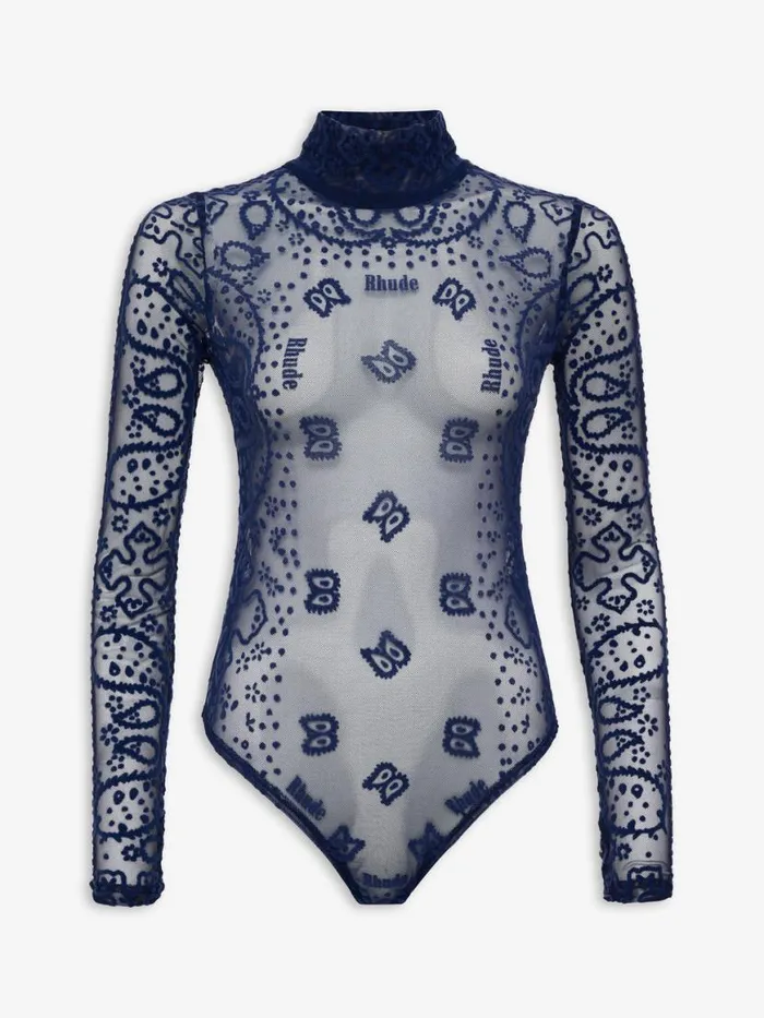 Women Rhude Tops BANDANA BODYSUIT Black