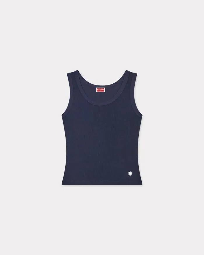 Women Rib Tank Top Blue Black Kenzo Shirts And Tops