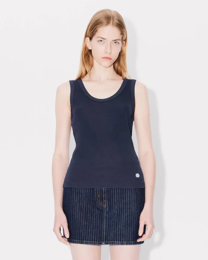 Women Rib Tank Top Blue Black Kenzo Shirts And Tops