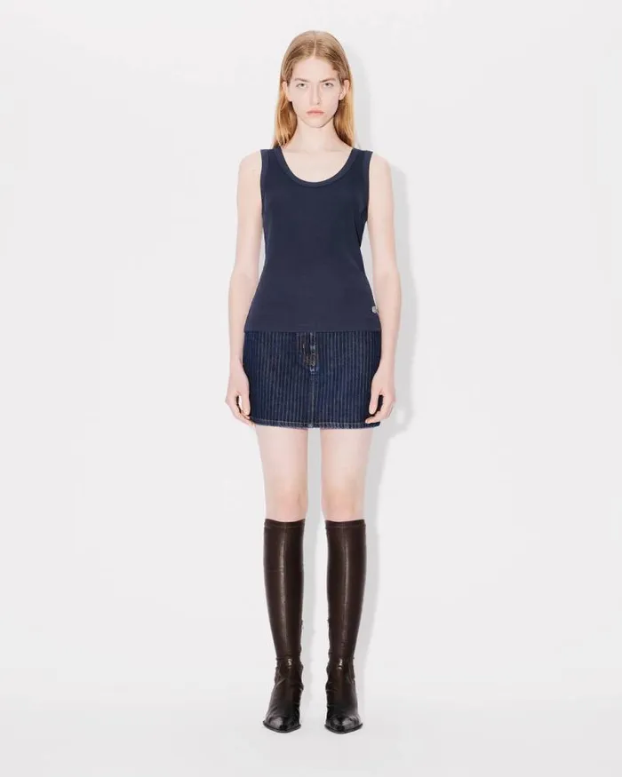Women Rib Tank Top Blue Black Kenzo Shirts And Tops