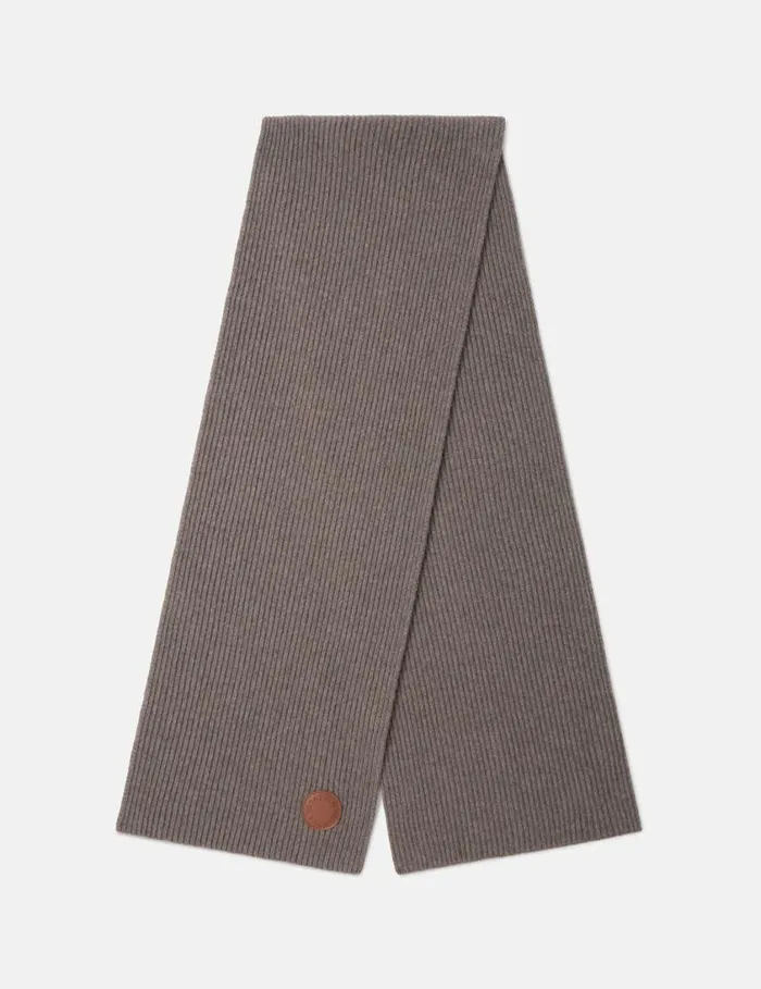 Women Ribbed Logo Scarf Charcoal Grey Stella McCartney Knitwear