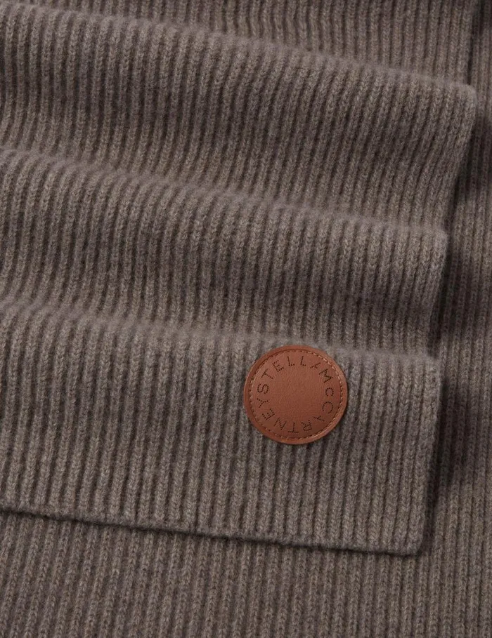 Women Ribbed Logo Scarf Charcoal Grey Stella McCartney Knitwear Women Ribbed Logo Scarf Charcoal Grey Stella McCartney Knitwear
