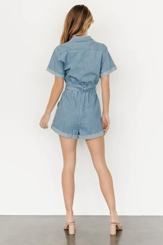 Women Ronan Button Down Romper Denim Baltic Born Jumpsuits and Rompers Women Ronan Button Down Romper Denim Baltic Born Jumpsuits and Rompers