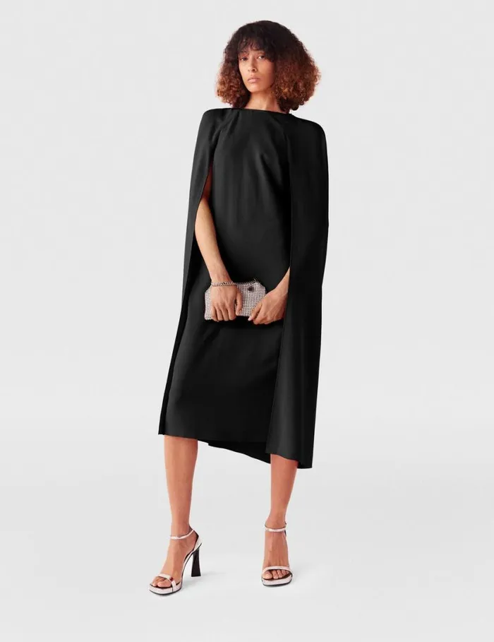 Women Round Neck Cape Midi Dress Red Stella McCartney Dresses Women Round Neck Cape Midi Dress Red Stella McCartney Dresses