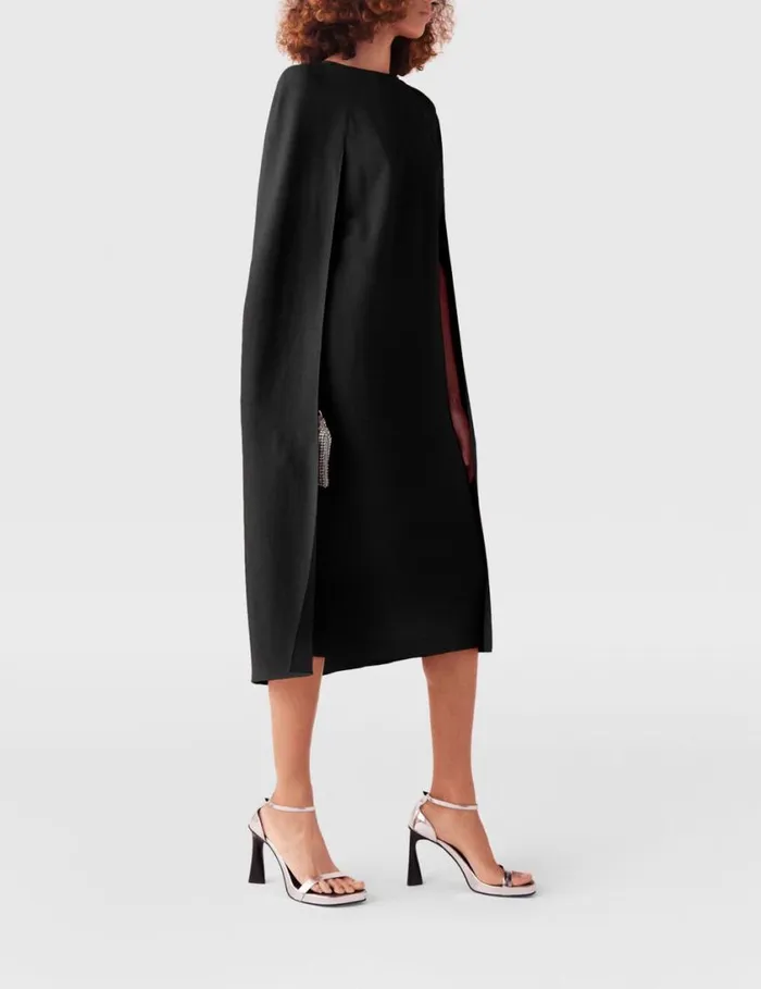 Women Round Neck Cape Midi Dress Red Stella McCartney Dresses Women Round Neck Cape Midi Dress Red Stella McCartney Dresses