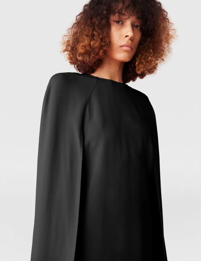 Women Round Neck Cape Midi Dress Red Stella McCartney Dresses Women Round Neck Cape Midi Dress Red Stella McCartney Dresses