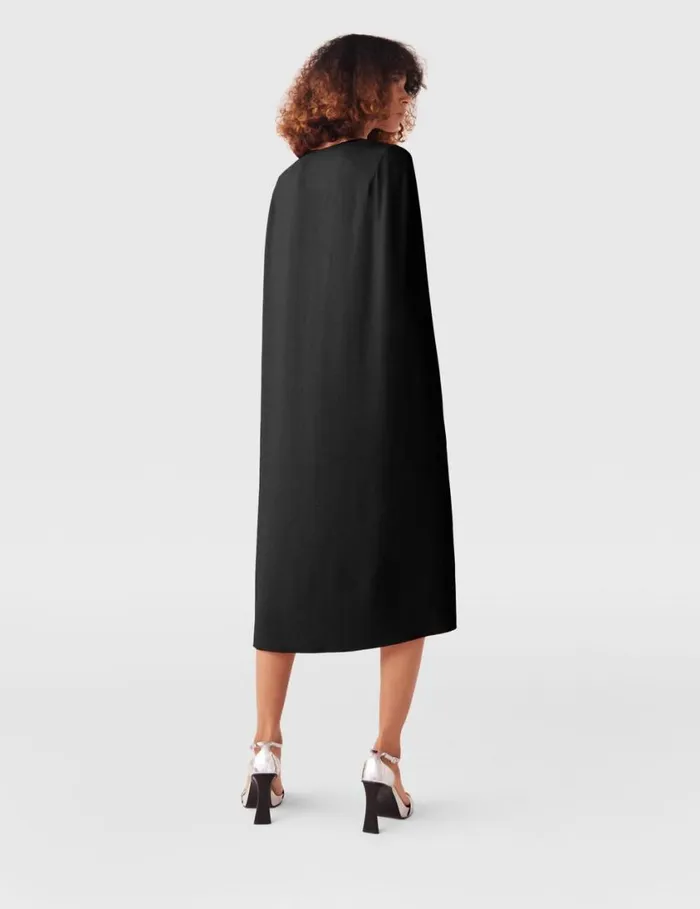 Women Round Neck Cape Midi Dress Red Stella McCartney Dresses Women Round Neck Cape Midi Dress Red Stella McCartney Dresses