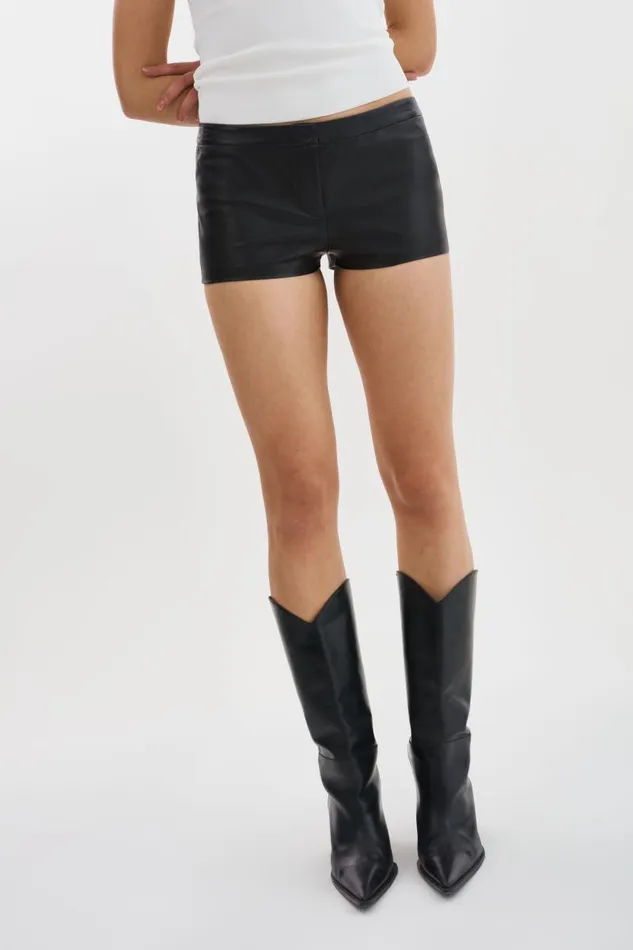 Women RUKIYA Leather LowRise Hot Short Black LAMARQUE Pants and Shorts Women RUKIYA Leather LowRise Hot Short Black LAMARQUE Pants and Shorts