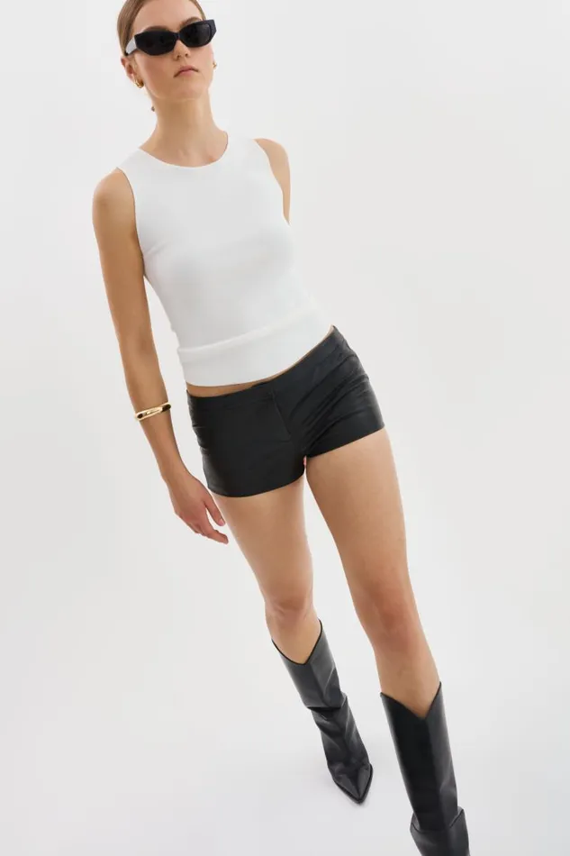 Women RUKIYA Leather LowRise Hot Short Black LAMARQUE Pants and Shorts Women RUKIYA Leather LowRise Hot Short Black LAMARQUE Pants and Shorts