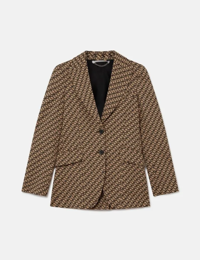 Women SWave Print SingleBreasted Blazer Raffia Beige Stella McCartney Tailoring Women SWave Print SingleBreasted Blazer Raffia Beige Stella McCartney Tailoring