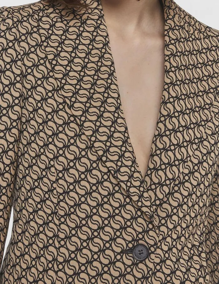 Women SWave Print SingleBreasted Blazer Raffia Beige Stella McCartney Tailoring Women SWave Print SingleBreasted Blazer Raffia Beige Stella McCartney Tailoring