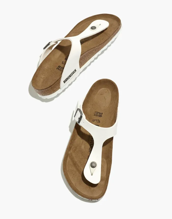 Women Sandals Madewell Birkenstock Gizeh Sandals In BirkoFlor White