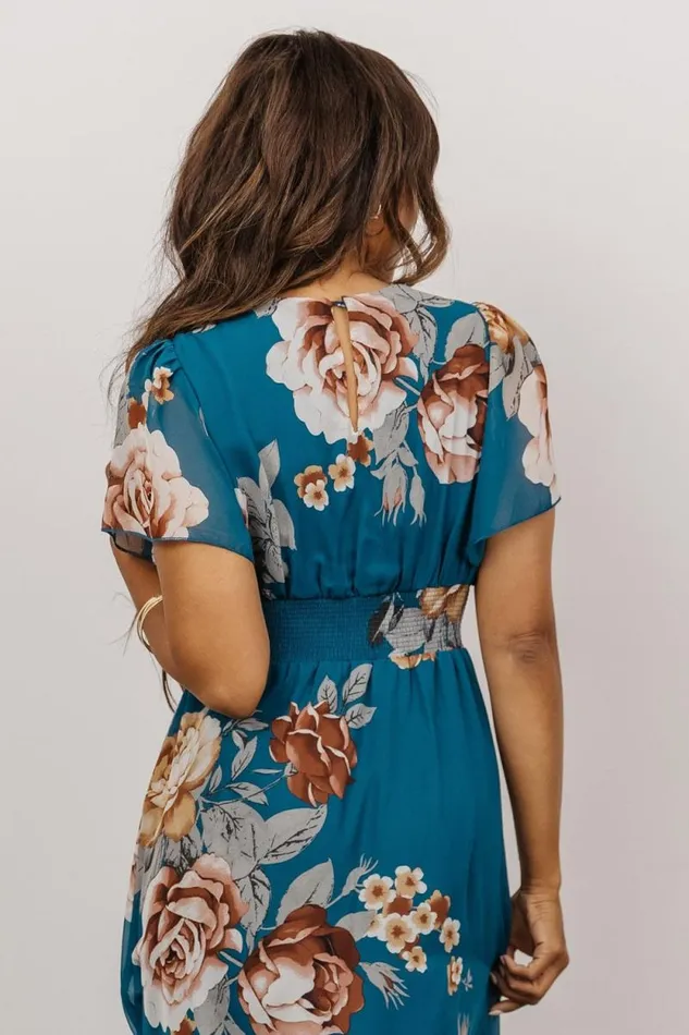 Women Sarah Smocked Midi Dress Blue Floral Baltic Born Midi Dresses Women Sarah Smocked Midi Dress Blue Floral Baltic Born Midi Dresses