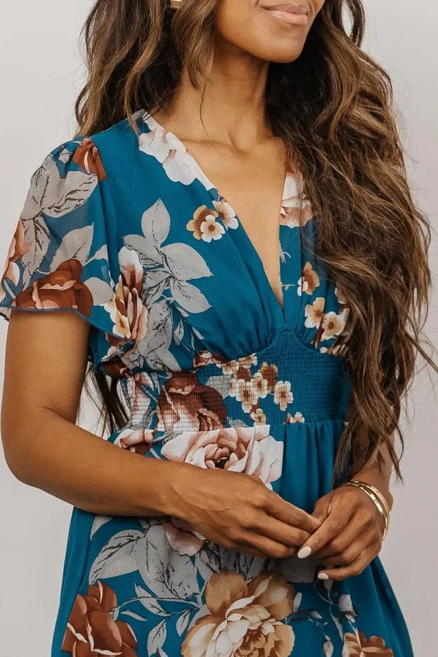 Women Sarah Smocked Midi Dress Blue Floral Baltic Born Midi Dresses Women Sarah Smocked Midi Dress Blue Floral Baltic Born Midi Dresses