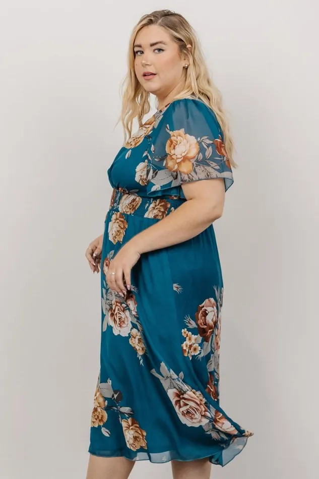Women Sarah Smocked Midi Dress Blue Floral Baltic Born Midi Dresses Women Sarah Smocked Midi Dress Blue Floral Baltic Born Midi Dresses