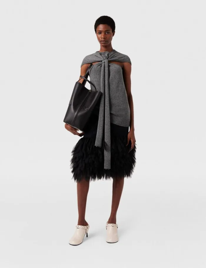 Women Scarf Detail Sleeveless Top Storm Grey Stella McCartney Knitwear Women Scarf Detail Sleeveless Top Storm Grey Stella McCartney Knitwear