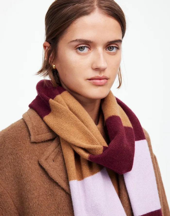 Women Scarves Madewell CashmereWool Blend Skinny Scarf In Stripe Soft Orchid