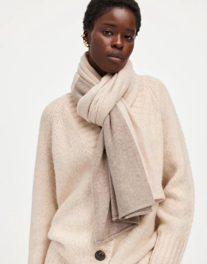 Women Scarves Madewell Colorblock Cashmere Scarf Hthr Sandstone