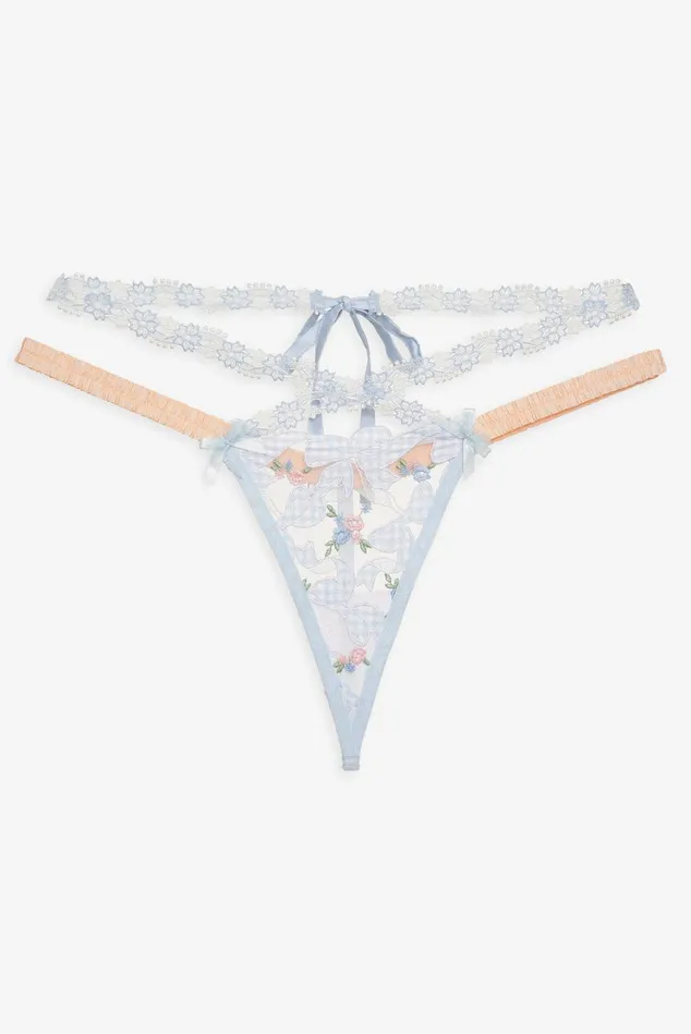 Women Scottie Thong Panty Blue For Love and Lemons Lingerie Women Scottie Thong Panty Blue For Love and Lemons Lingerie