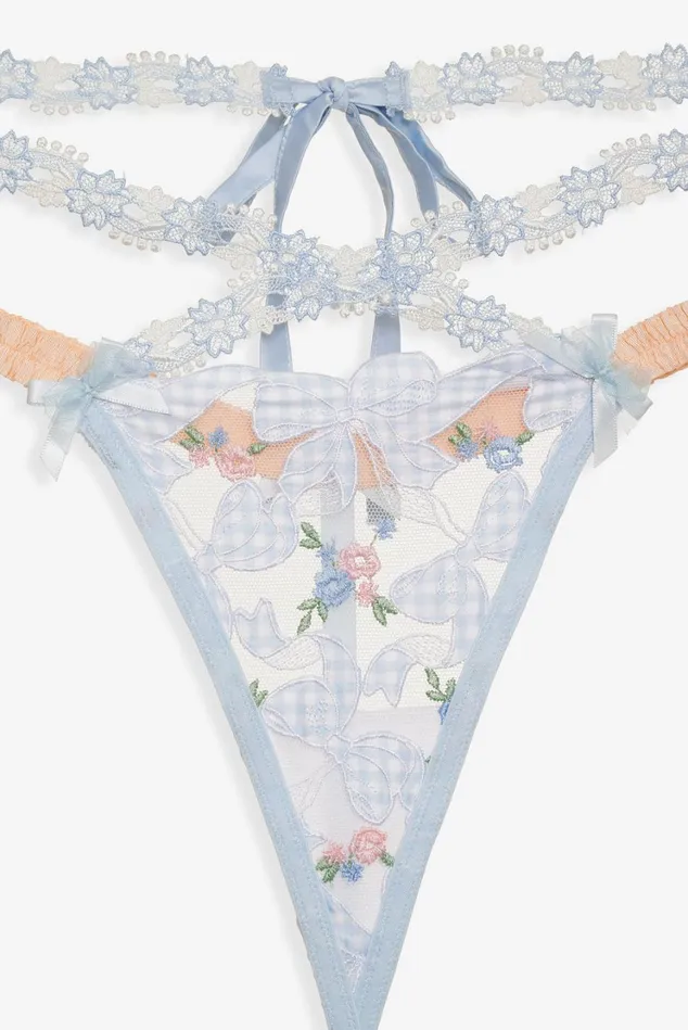 Women Scottie Thong Panty Blue For Love and Lemons Lingerie Women Scottie Thong Panty Blue For Love and Lemons Lingerie