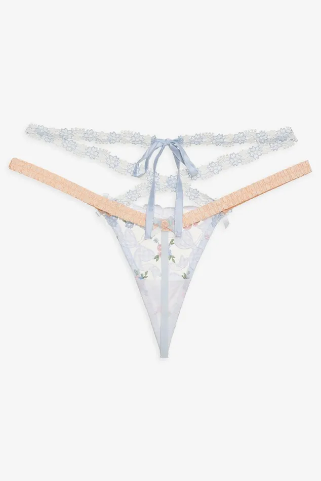 Women Scottie Thong Panty Blue For Love and Lemons Lingerie Women Scottie Thong Panty Blue For Love and Lemons Lingerie