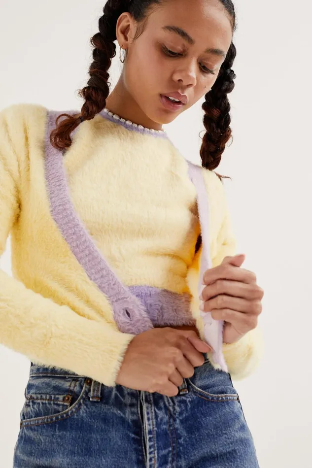 Women Sheila Cropped Cardigan Yellow For Love and Lemons Tops Women Sheila Cropped Cardigan Yellow For Love and Lemons Tops