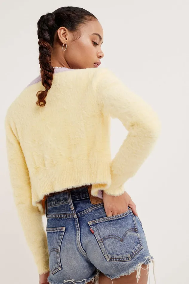 Women Sheila Cropped Cardigan Yellow For Love and Lemons Tops Women Sheila Cropped Cardigan Yellow For Love and Lemons Tops