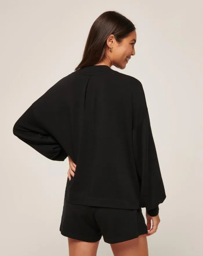Women Shirts and Tops TravisMathew CLOUD TERRY VNECK TOP Black Women Shirts and Tops TravisMathew CLOUD TERRY VNECK TOP Black