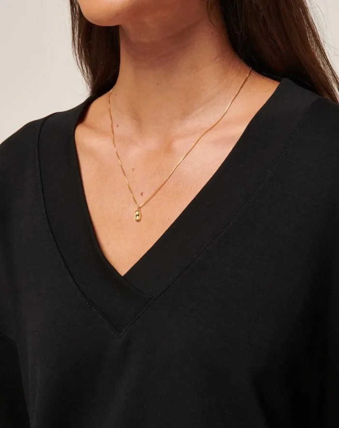 Women Shirts and Tops TravisMathew CLOUD TERRY VNECK TOP Black Women Shirts and Tops TravisMathew CLOUD TERRY VNECK TOP Black