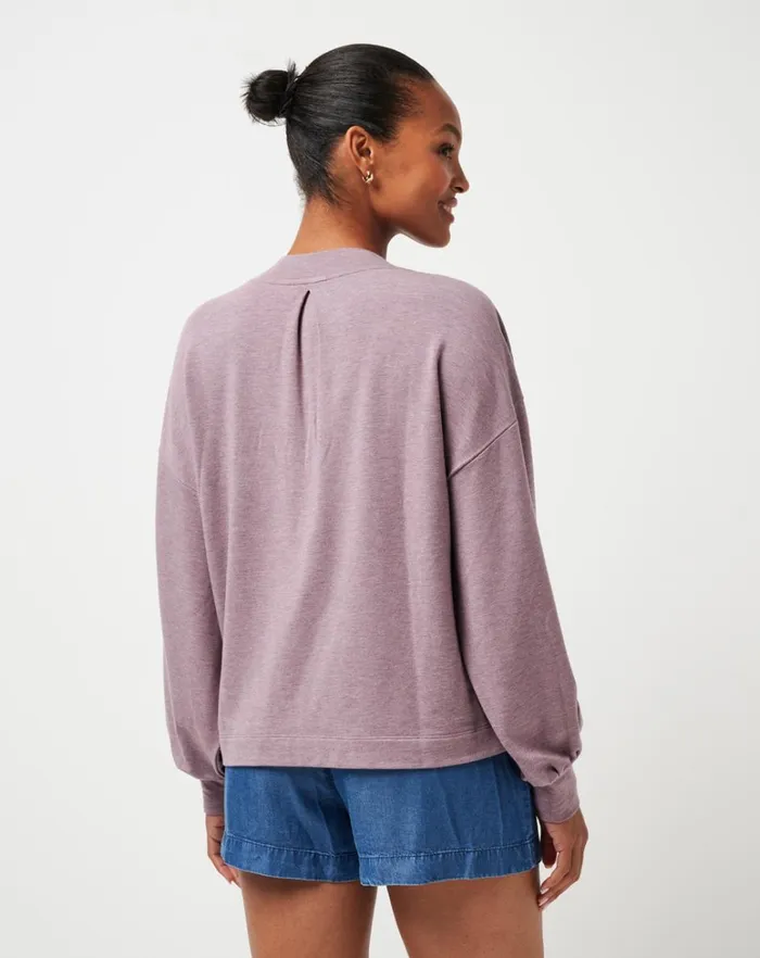 Women Shirts and Tops TravisMathew CLOUD TERRY VNECK TOP Heather Moonscape Women Shirts and Tops TravisMathew CLOUD TERRY VNECK TOP Heather Moonscape