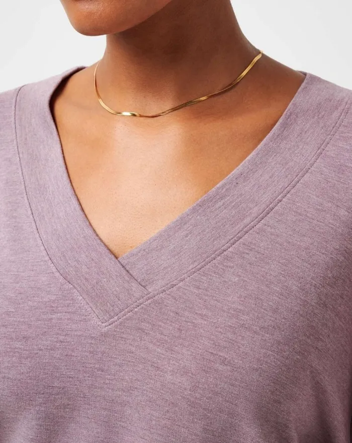 Women Shirts and Tops TravisMathew CLOUD TERRY VNECK TOP Heather Moonscape Women Shirts and Tops TravisMathew CLOUD TERRY VNECK TOP Heather Moonscape