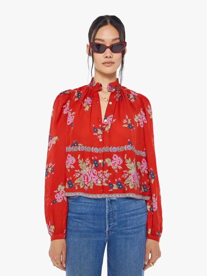 Women Shirts Mother Denim Annabel Shirt Red Carmine