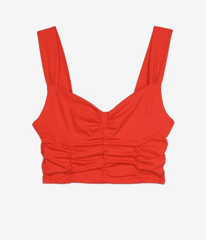 Women Short Red Top With Draping THE KOOPLES Blouses and Shirts