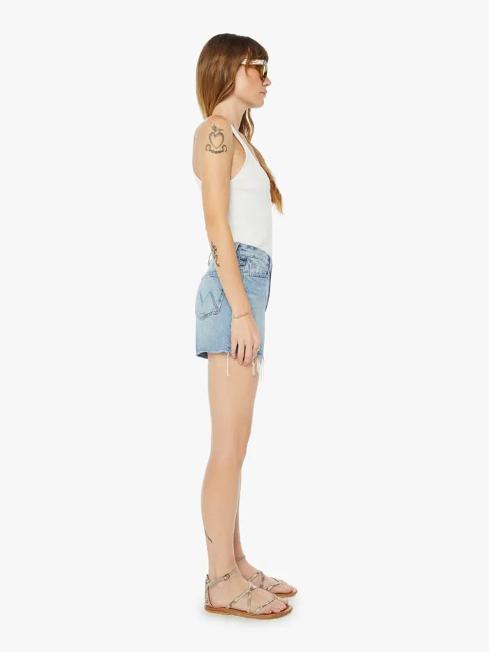 Women Shorts Mother Denim The Skipper Short And Long Fray Blue medium