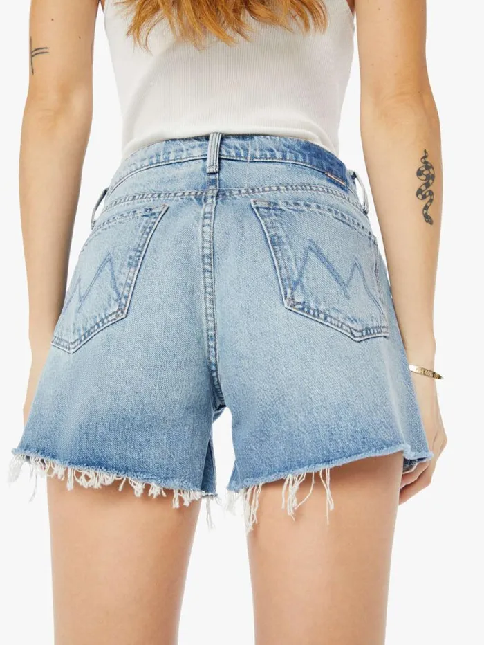 Women Shorts Mother Denim The Skipper Short And Long Fray Blue medium