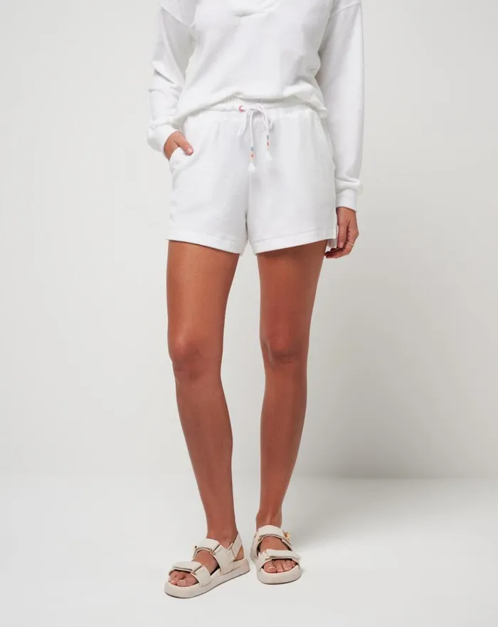 Women Shorts TravisMathew BACK IN THE SUN BABY TERRY SHORT White Women Shorts TravisMathew BACK IN THE SUN BABY TERRY SHORT White