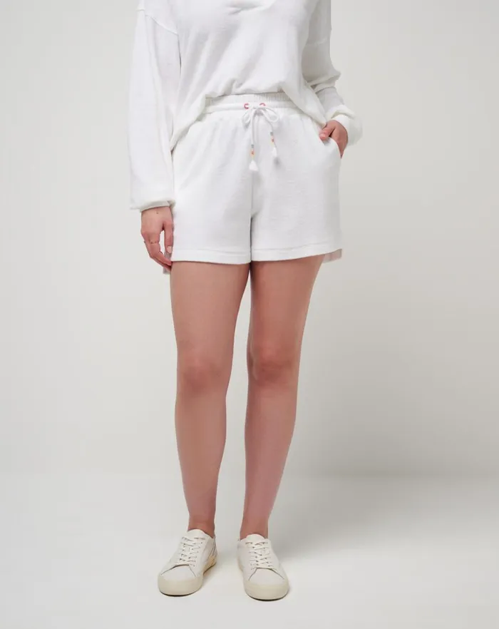 Women Shorts TravisMathew BACK IN THE SUN BABY TERRY SHORT White Women Shorts TravisMathew BACK IN THE SUN BABY TERRY SHORT White