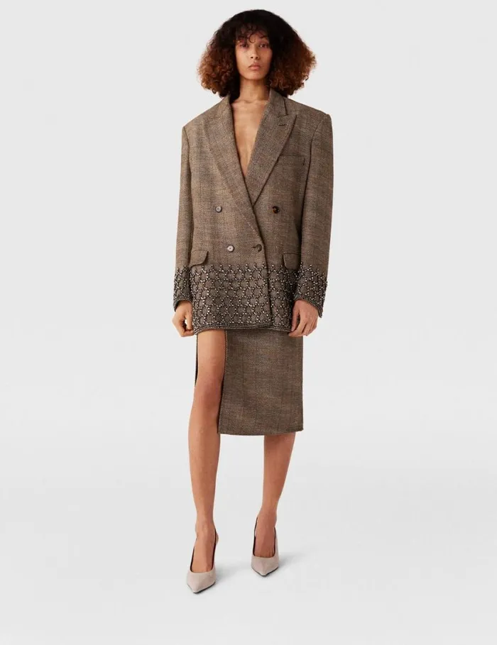 Women SideSlit Tweed Skirt Beige Tweed Stella McCartney Tailoring Women SideSlit Tweed Skirt Beige Tweed Stella McCartney Tailoring