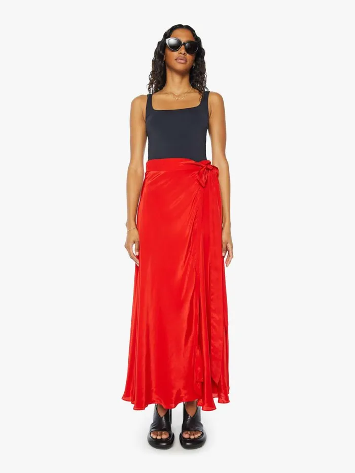 Women Skirts and Dresses Mother Denim Luna Wrap Skirt Red