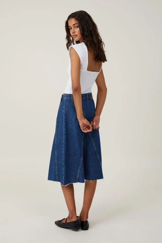 Women Skirts and Shorts Cotton On Archer Denim Midi Skirt Nordic Blue