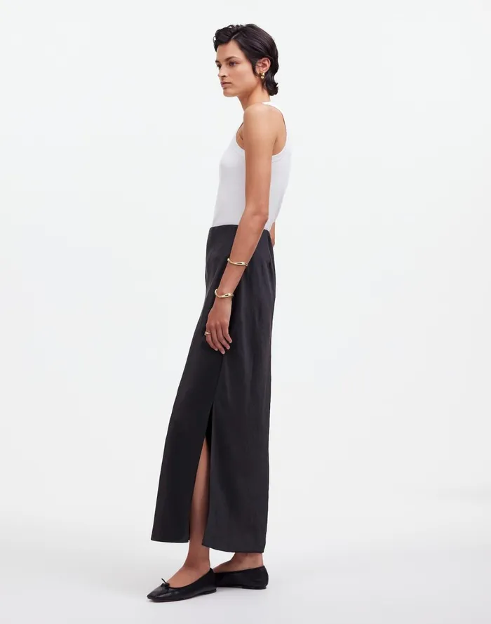 Women Skirts Madewell Satin Maxi Slip Skirt True Black