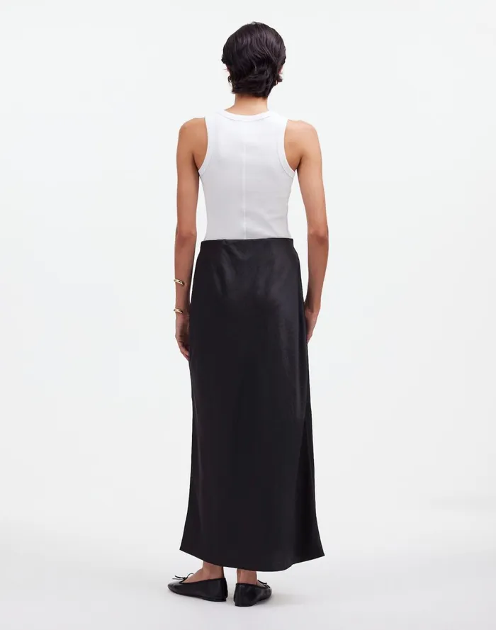 Women Skirts Madewell Satin Maxi Slip Skirt True Black