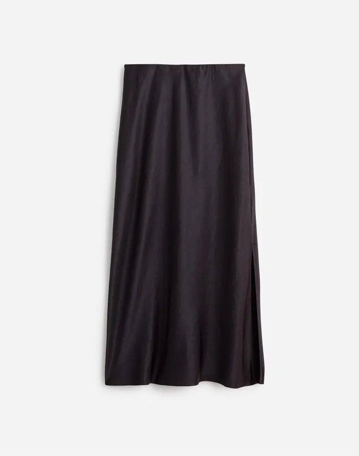 Women Skirts Madewell Satin Maxi Slip Skirt True Black