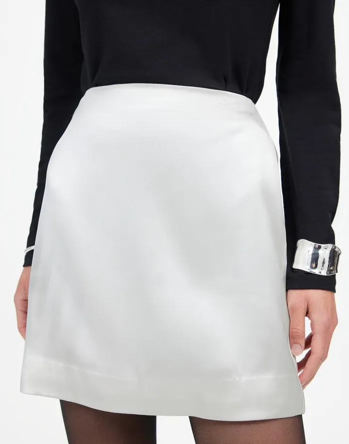 Women Skirts Madewell Satin Mini Skirt Winter White