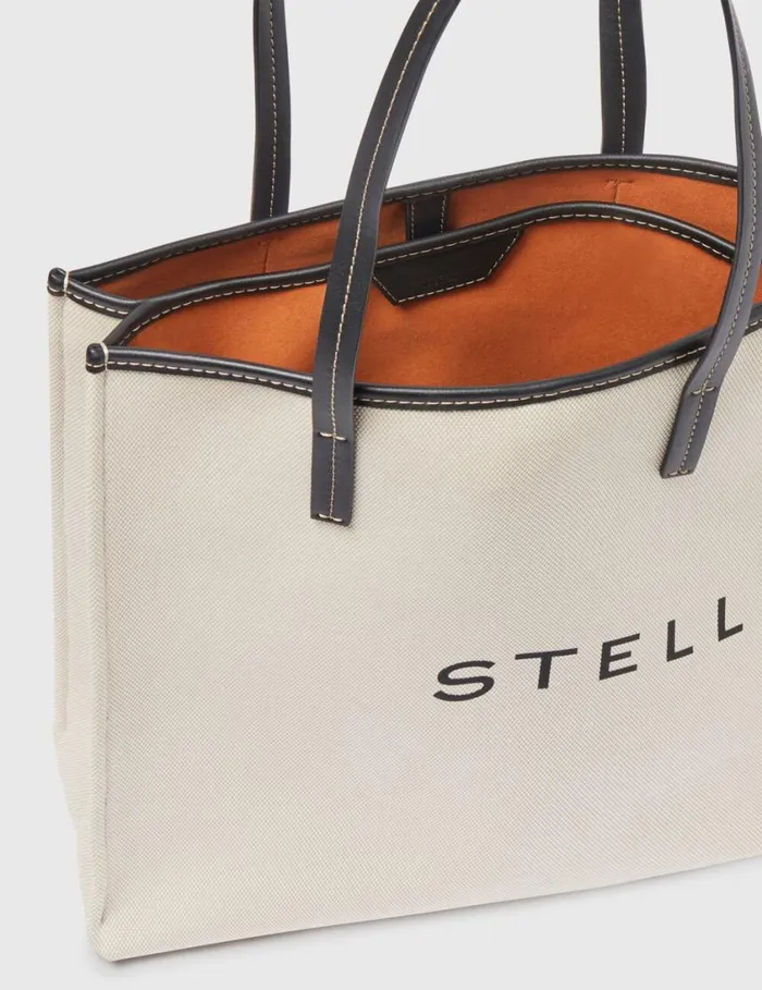 Women SMC Canvas Large Tote Bag Ecru And Black Stella McCartney Shoulder Bags Women SMC Canvas Large Tote Bag Ecru And Black Stella McCartney Shoulder Bags