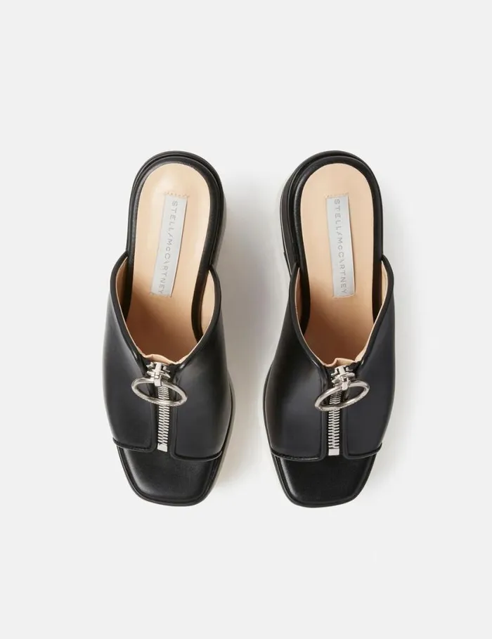 Women SneakElyse Zip Slide Wedge Sandals Black Stella McCartney Wedges Women SneakElyse Zip Slide Wedge Sandals Black Stella McCartney Wedges