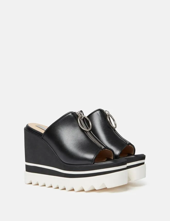 Women SneakElyse Zip Slide Wedge Sandals Black Stella McCartney Wedges Women SneakElyse Zip Slide Wedge Sandals Black Stella McCartney Wedges